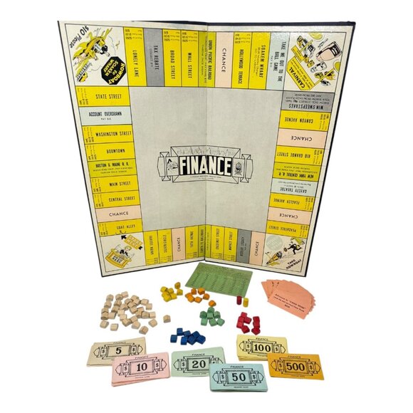 Finance Board Game Parker Brothers 1930s Replacement Pieces Cards Money **READ** - Picture 7 of 11